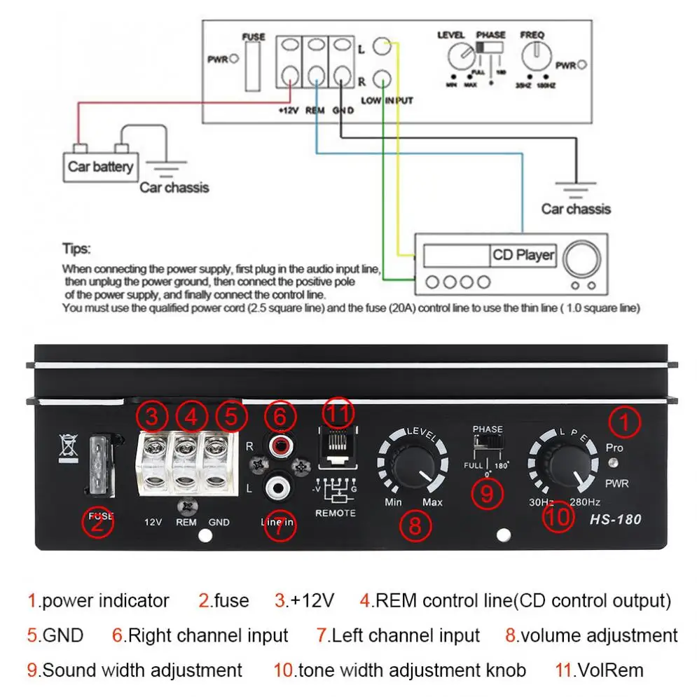12 В 1000 Вт черный мощный сабвуфер автомобильный аудио усилитель высокой мощности