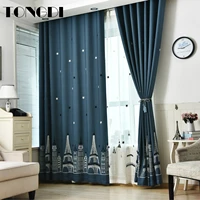 tongdi children blackout curtains elegant star tower embroidery luxury decor for parlour home all season bedroom living room
