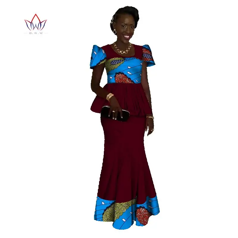 Dashiki African Clothes clothing For Women O-neck Traditional Plus Size Women Clothing Two Piece Set  Ladies Skirt Suit WY1080
