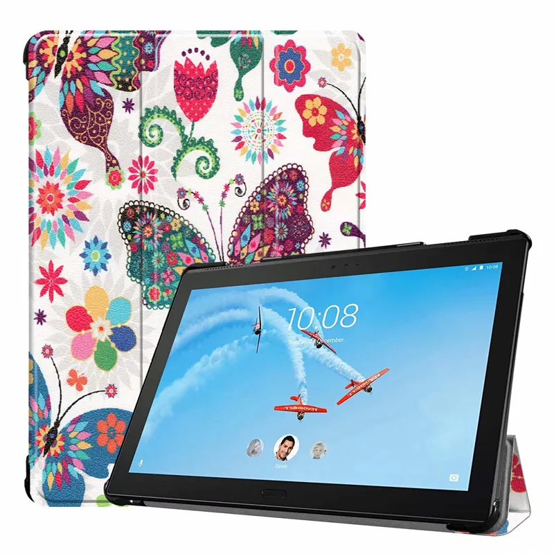 Магнитный чехол для Lenovo Tab P10 телефона X705L Бабочка башня девушка умный цветной