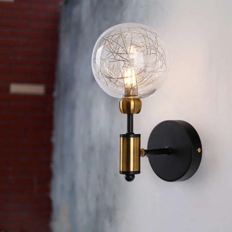 

LukLoy Nordic Modern Wall Lamp For Living Room LED Glass Ball Light Globe Wall Sconce Light Fixtures Restaurant Aisle Light