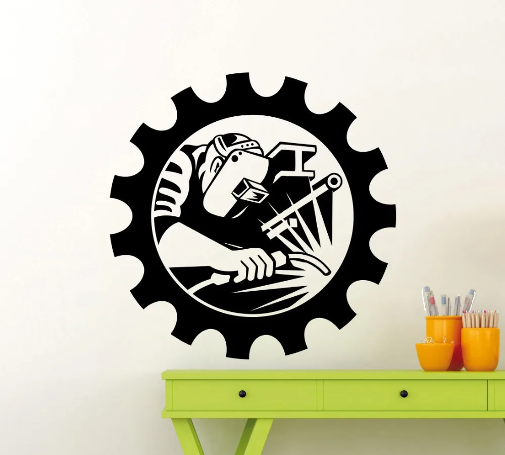 

Industrial Welding Man Welder Wall Sticker Vinyl Art Designed Wall Mural Home Living Room Beauty Decor Wall Decals 1002