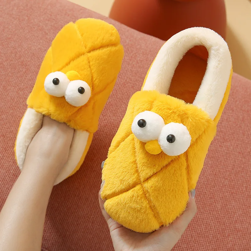 Winter Bag With Cotton Slippers Ladies Thick-Soled Plush Indoor Warmth Couples Winter Cotton Slippers Men's Home Household