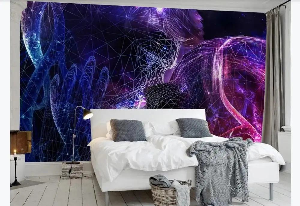 European modern minimalist curve couple kissing starry sky Wallpaper Living room Bedroom TV Mural Background Wall Painting Decor |
