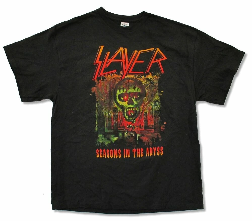 Черная футболка с надписью Slayer сезоны в Бездне Новая Мужская хлопковая