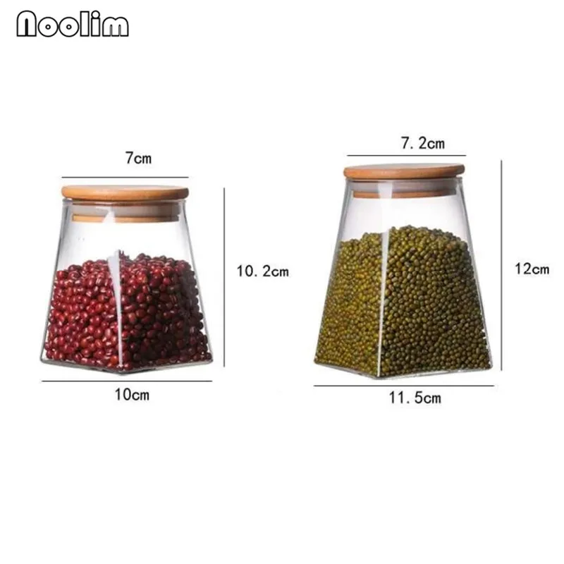 Квадратные стеклянные герметичные банки зернистая емкость для хранения конфет