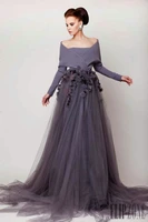 top quality purple vestido de madrinha com renda longo long sleeves off shoulder prom mother of the bride dresses