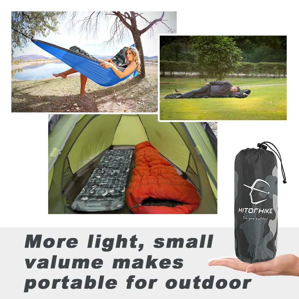 

Hitorhike Innovative Sleeping Pad Fast Filling Air Bag Camping Mat Inflatable Mattress with Pillow Life Rescue 550g Cushion Pad