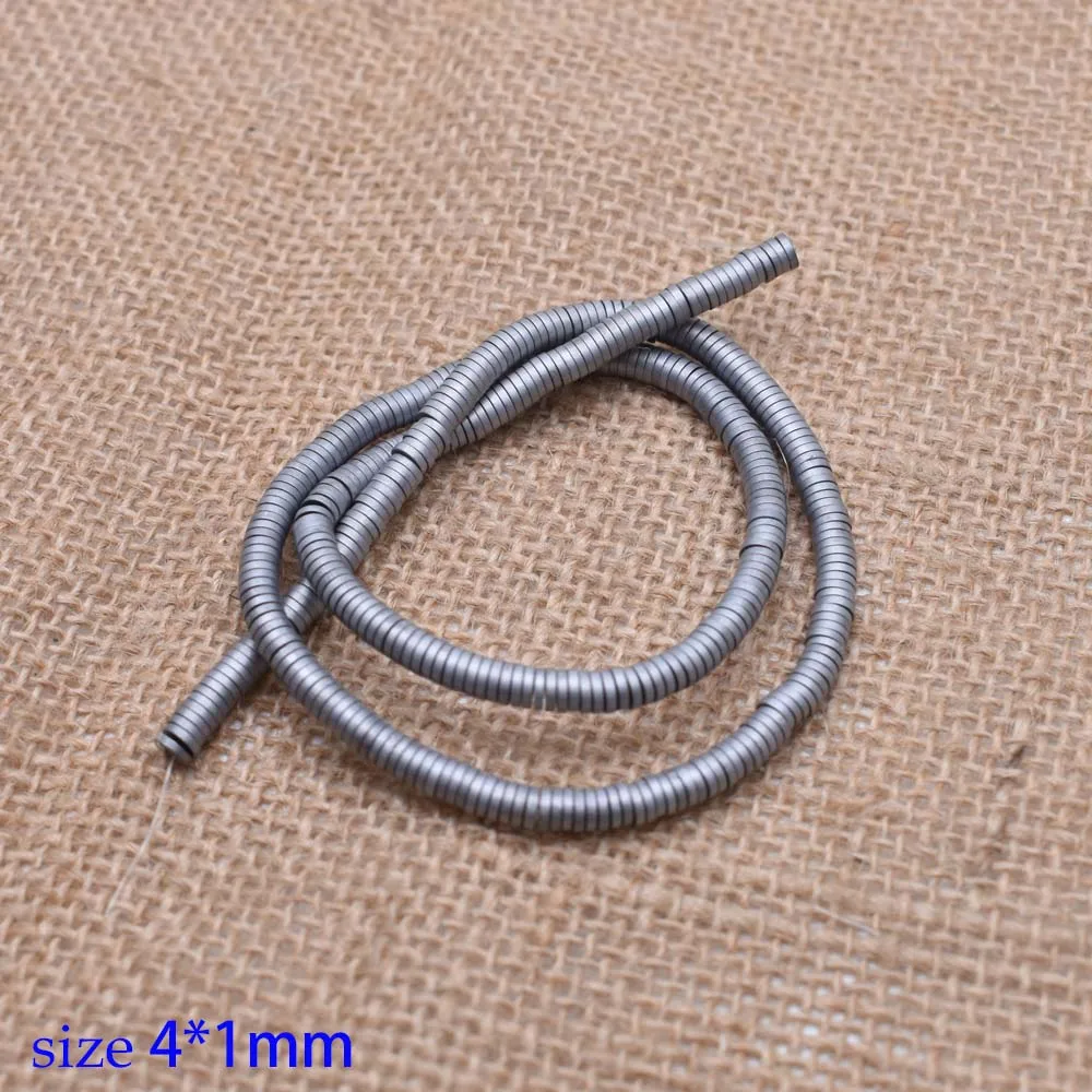 1-4x1mm Yanqi 3/4mmNatural каменный диск Форма бусины из гематита плоские круглые бусины для самостоятельного изготовления ювелирных изделий браслет 1" без магнитной - Цвет: 1-4x1mm
