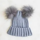 Женская Вязаная Шерстяная Шапка FOCUSNORM с двумя шариками из лисьего меха, 7 цветов, для осени и зимы