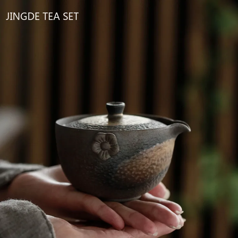 

Boutiques Ceramics Teapot Firewood Kiln Change Stoneware Tea Tureen Travel Portable Tea pots Tea Ceremony Supplies 140ML