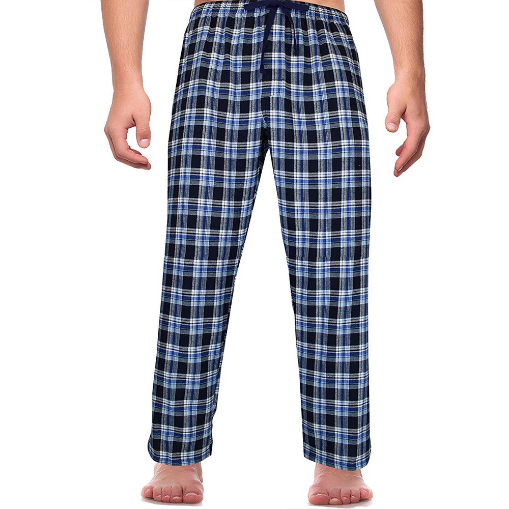 Size M-2XL Casual Loose Pants Trousers Men's Loose Sleep Bottoms Plaid Flannel Lounge/Pajama Pants plus size pajama pants