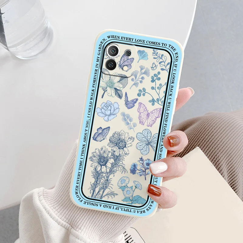 Blue Flowers Phone Case For Xiaomi Mi 11 11T lite Ultra 11i 10T 9T Pro Lite 10 10S 9 8 lite Pro Poco F2 X2 F3 Pro Back Cover