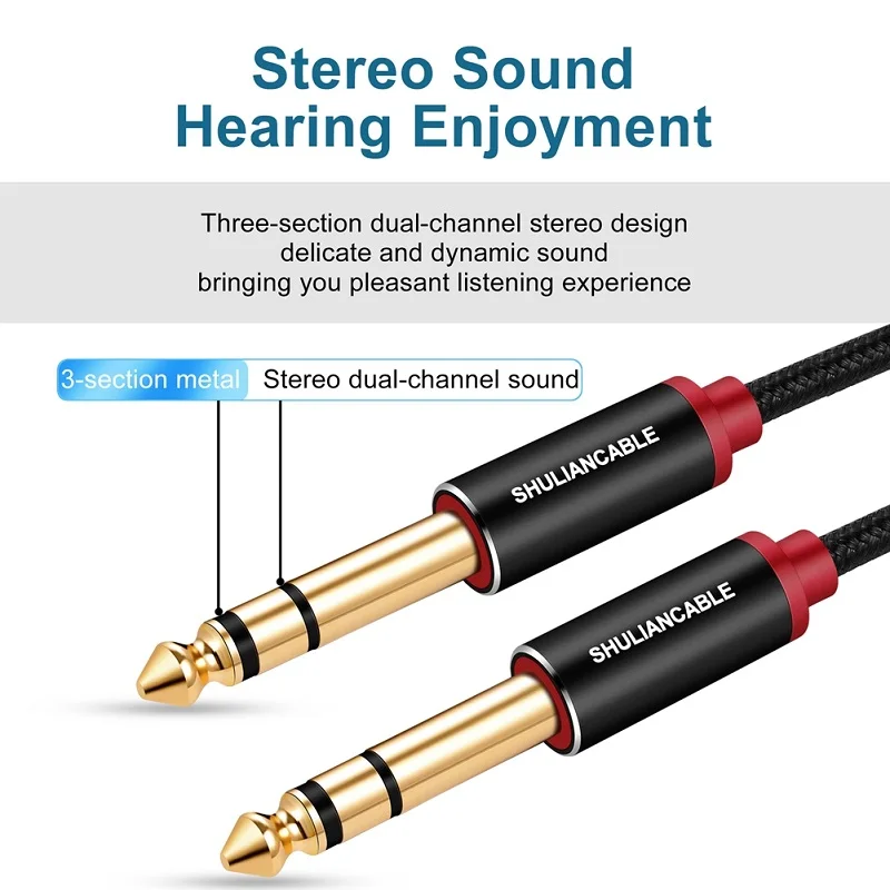 shuliancable gitarre instrument kabel 635mm 14 trs stereo audio kabel für elektrische gitarre mandoline bass verstärker free global