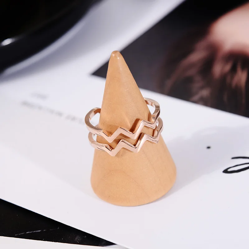 Ювелирные изделия из титановой стали YUN RUO 316L волнистое Открытое кольцо мозаика