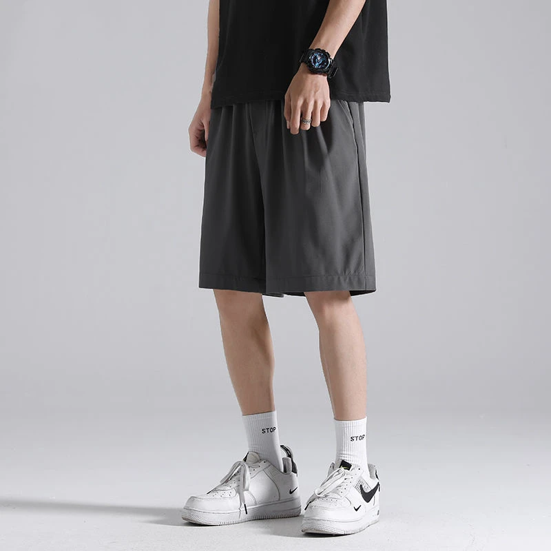 

Summer New Ice Silk Sweatpants Shorts Men Streetwear Running Fitness Quick-drying Casual Five-point Loose Basketball Gym Shorts