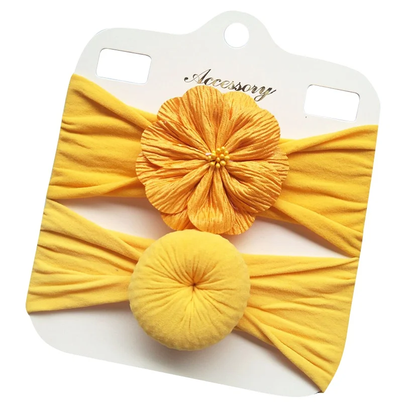 

Cute Baby Headband Turban Donut Flower Newborn Baby Girls Headbands Elastic Kids Toddler Hair Band Girl Hair Accessories 2Pcs