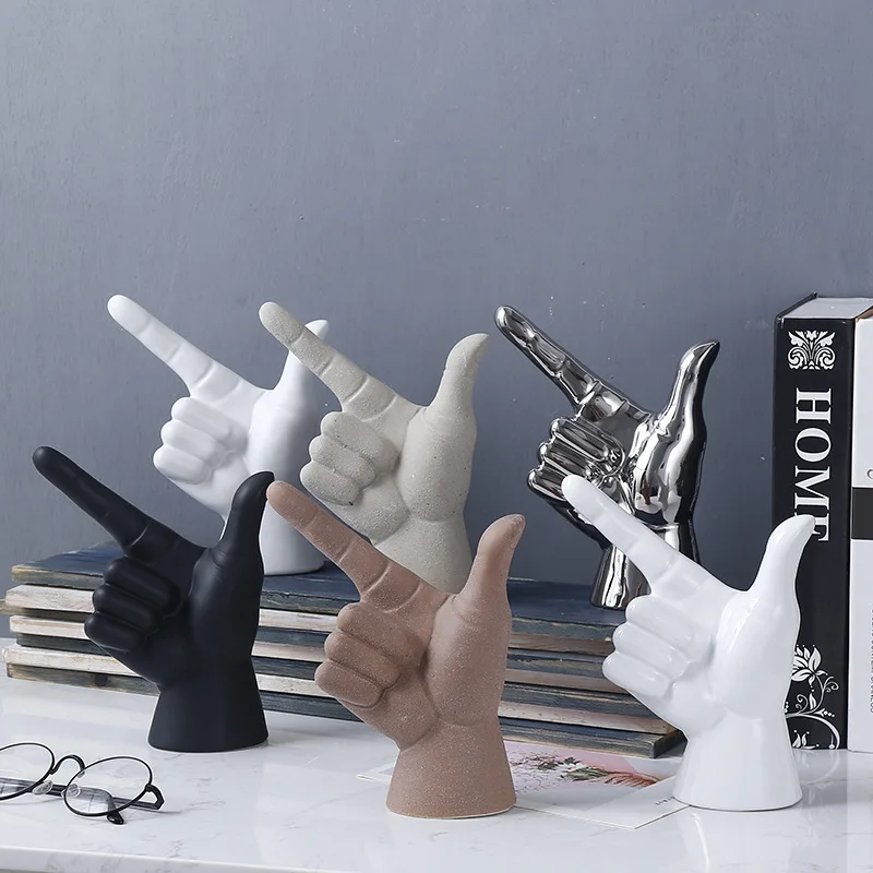 

Nordic Creative Ceramic Gesture Human Finger Model Decoration Desktop Living Room TV Cabinet Home Ornaments