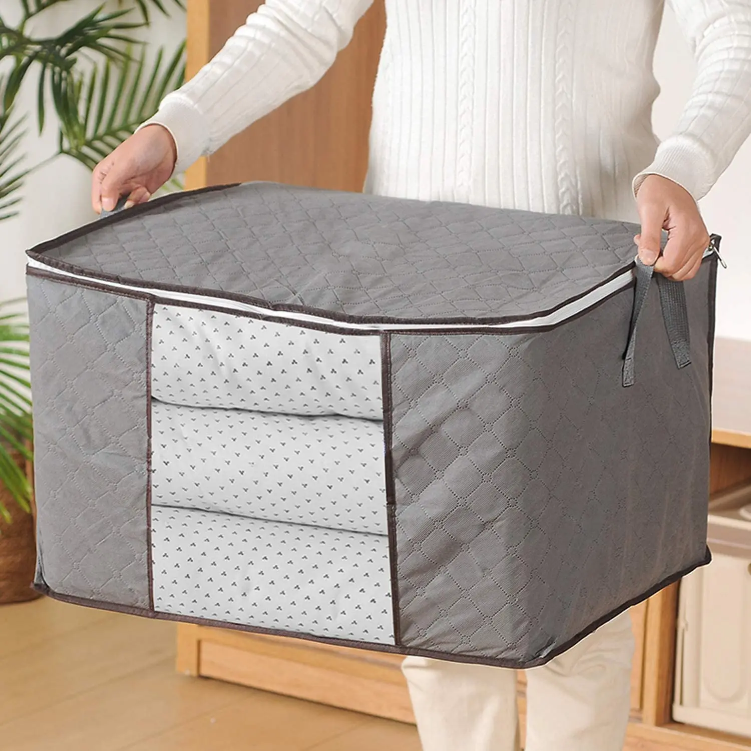 

Non-woven quilt storage bag visible large-capacity moisture-proof clothing quilt finishing bag moving duffel bag packing bag