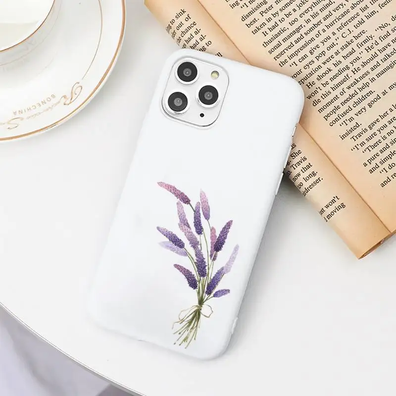 

Purple Flowers Simple Lavender pattern Phone Case Candy Color for iPhone 6 7 8 11 12 s mini pro X XS XR MAX Plus