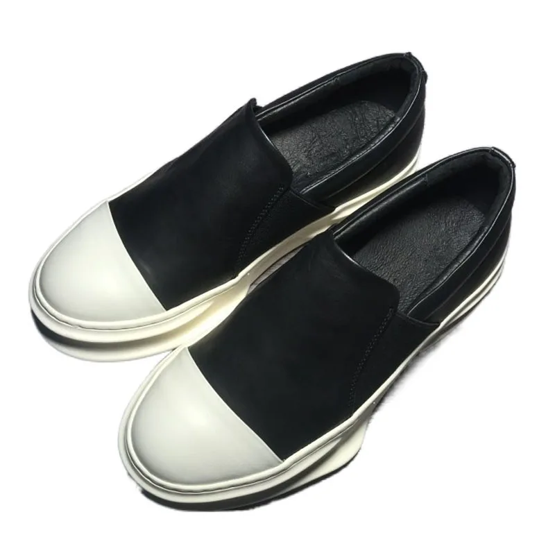 Men Women Couple Casual Genuine Leather Flat Platform Loafers Shoes Male Streetwear Fashion Hip Hop Punk Gothic Cow Shoe | Обувь