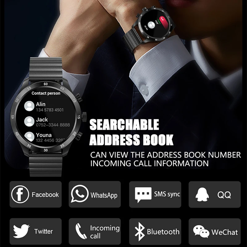 Новинка 2022 мужские умные часы с Bluetooth вызовами 360*360 HD-экраном Push-сообщениями