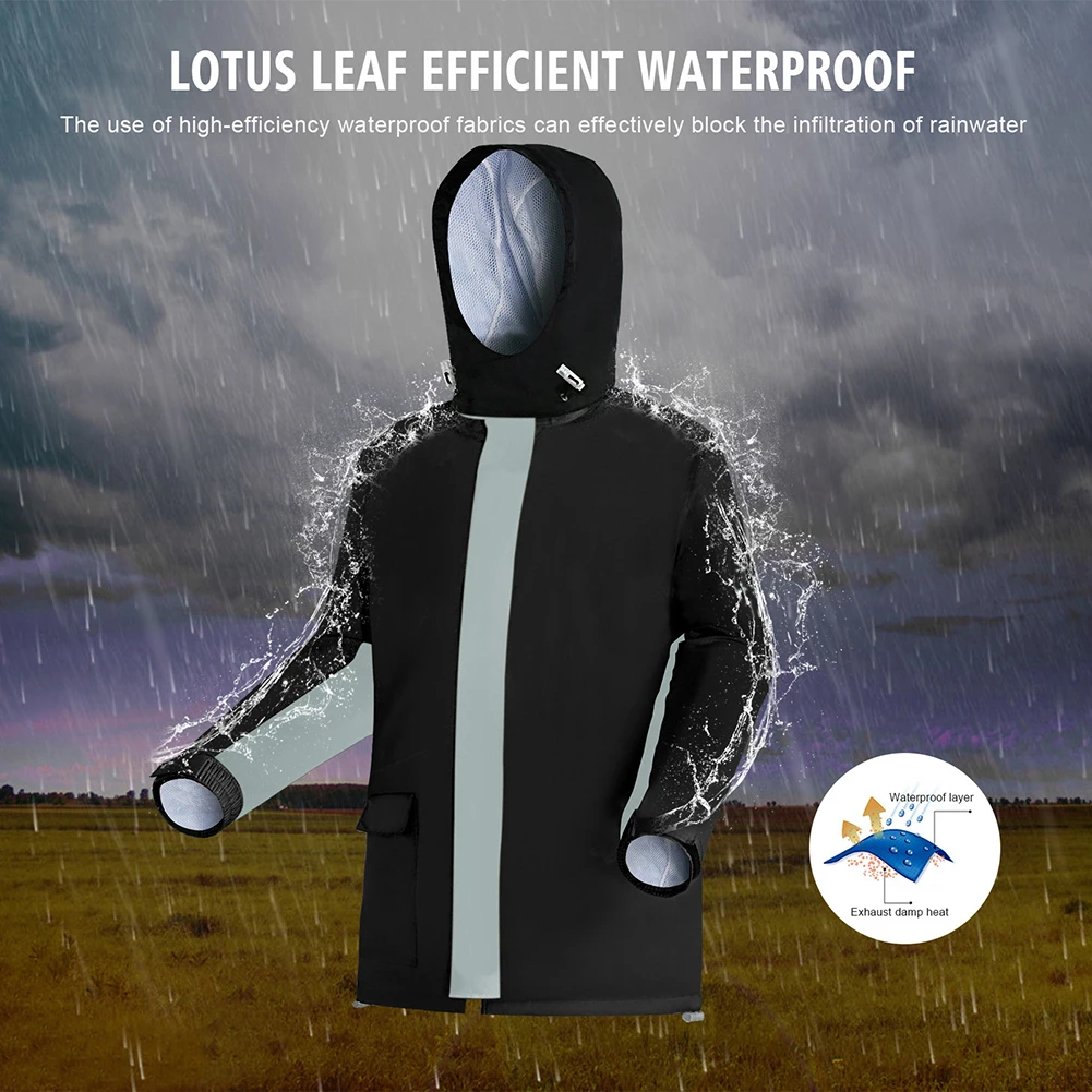 

WUPP Motorcycle Rain Suit Waterproof Breathable Raincoat Jacket + Trousers Reflective Stripes Outdoor Rain Gear for Men Women