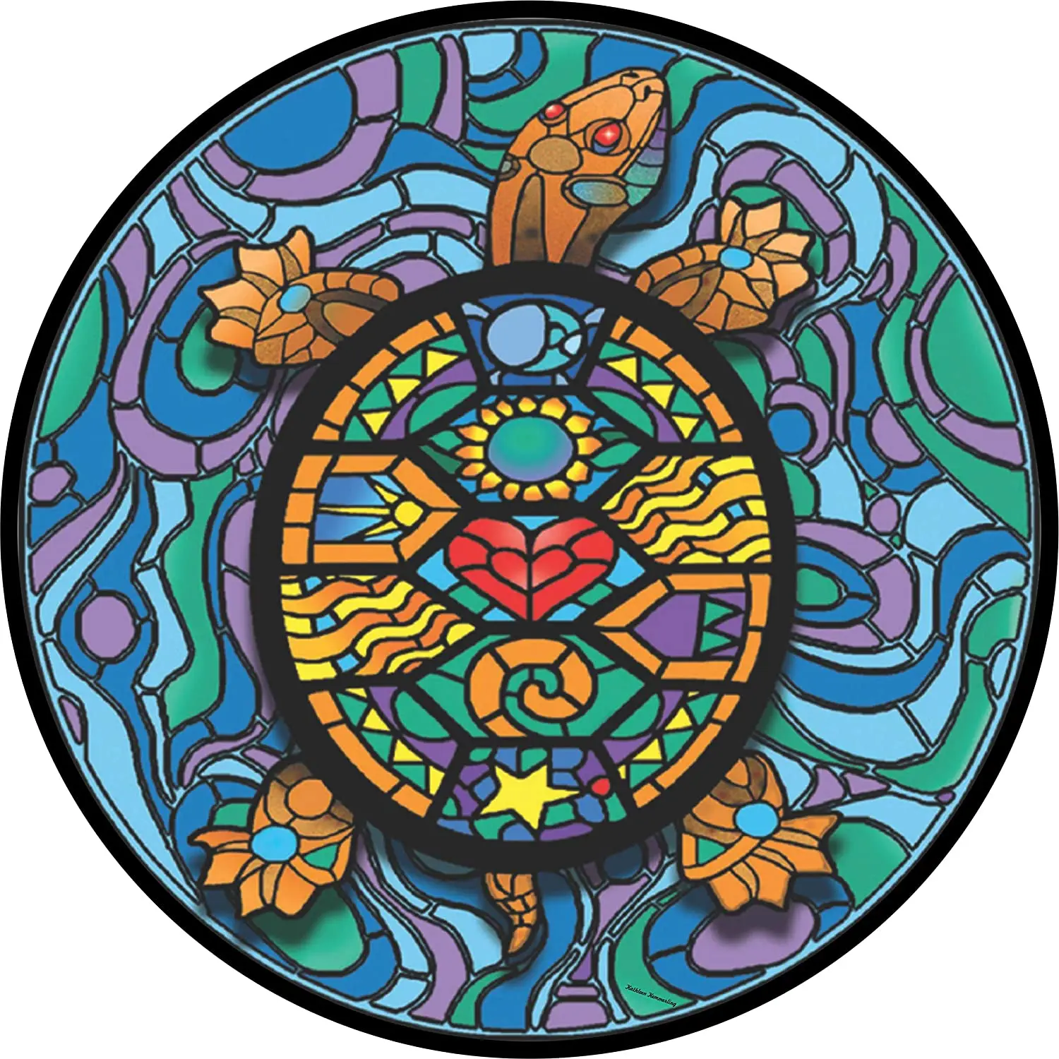 

TIRE COVER CENTRAL Stained Glass Turtle Spare Tire Cover ( Custom Sized to Any Make/Model 255/75R17