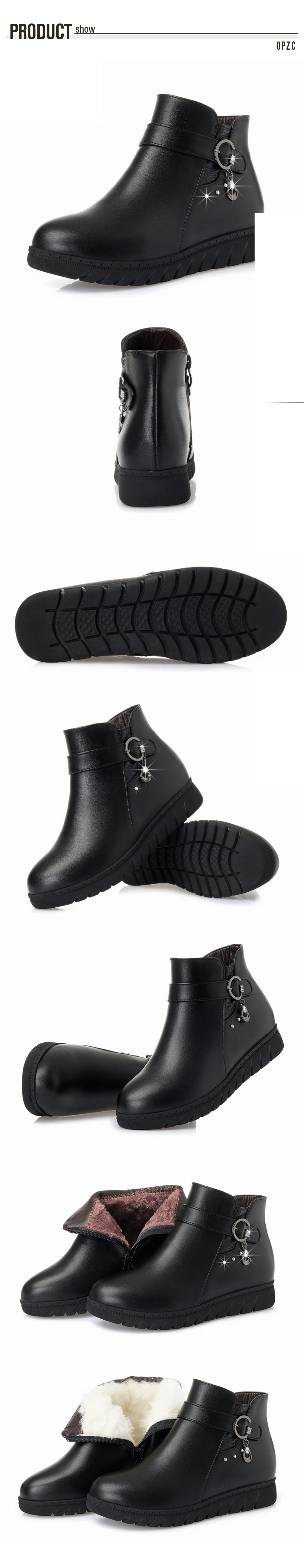 AIYUQI Black ankle boots Women's snow boots genuine leather women winter boots large size Australia wool boots