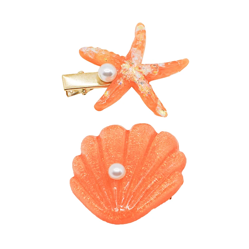2 шт./компл. заколка для волос гребешок с жемчугом в виде морской звезды девочек