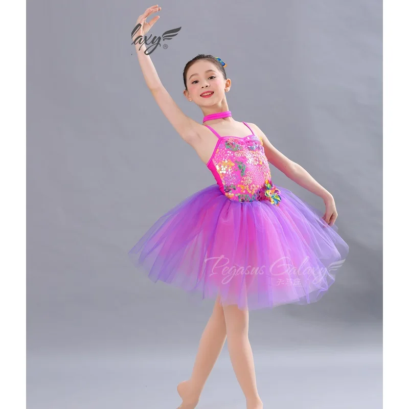 

H2671 Girls Ballet Dancing Dress Clothes Children Princess Professional Performance Stage Wear Sequins Tutu Dresses Costume