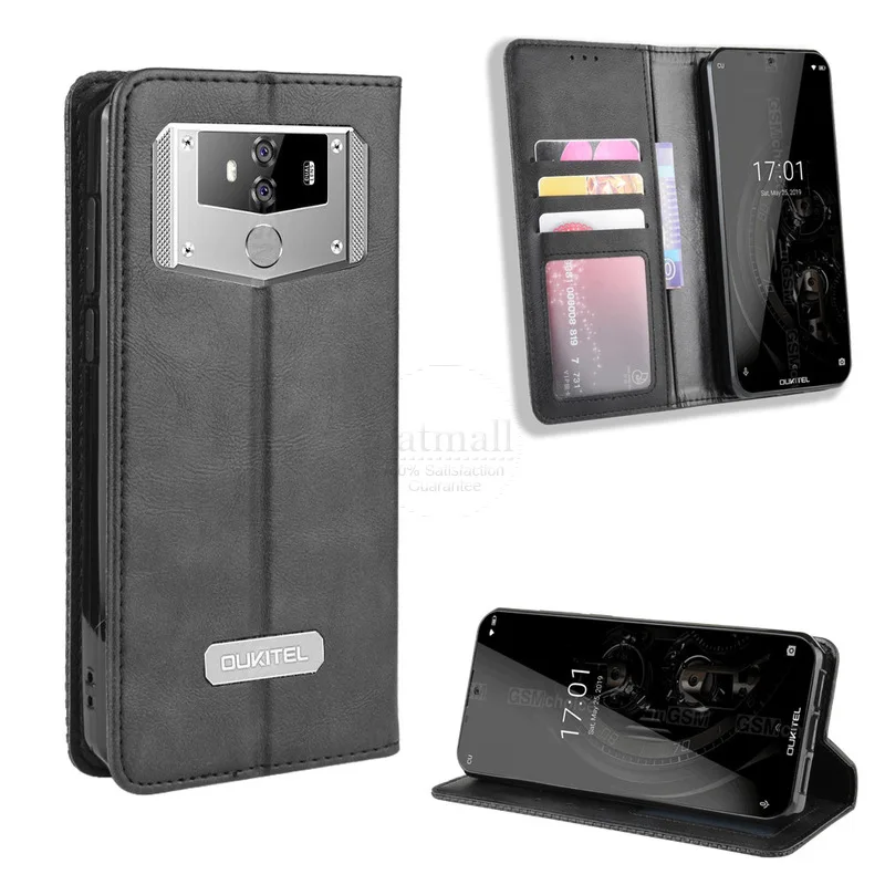 luxury retro slim magnetic leather flip cover for oukitel k12 2019 case book wallet card stand soft cover mobile phone bags free global shipping