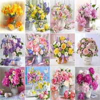 sdoyuno adult painting by number canvas kits flowers home living room art craft diy acrylic paint by numbers vase handpainted gi