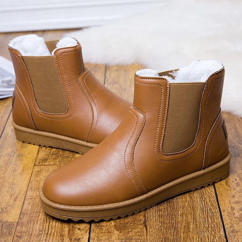 Классические модные брендовые мужские зимние ботинки из овечьей кожи с