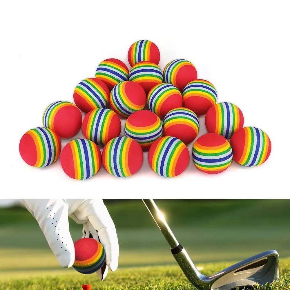 

New 50pcs/bag EVA Foam Golf Balls Hot New Yellow/Red/Blue Rainbow Sponge Indoor Golf Practice Ball Training Aid