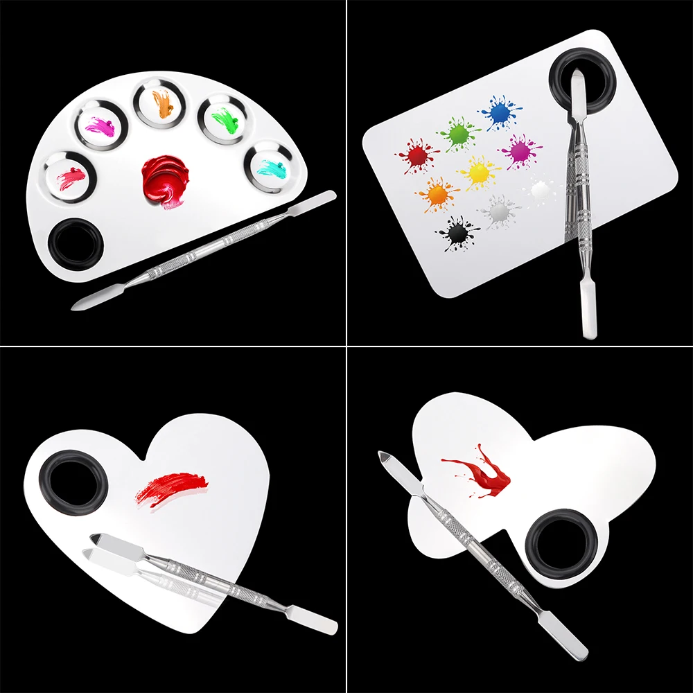 

Makeup Tools Finger Ring Mix Color Palette Nail Manicure Eyeshadow Make Up Cream Make Up Accessories Stainless Steel Plat