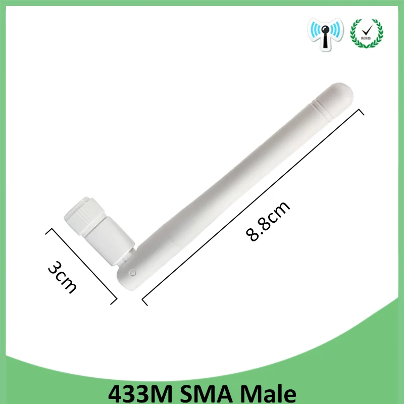 EOTH 5pcs 433mhz antenna 3dbi sma male lora antene iot module lorawan signal receiver ipex 1 SMA female pigtail Extension Cable