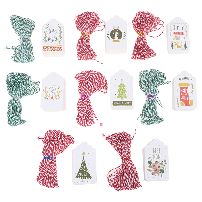 50pcs/lot Kraft Paper DIY Gift tag Labels Hang Tags Small Card with String Party Decor Christmas tree pendant | Дом и сад
