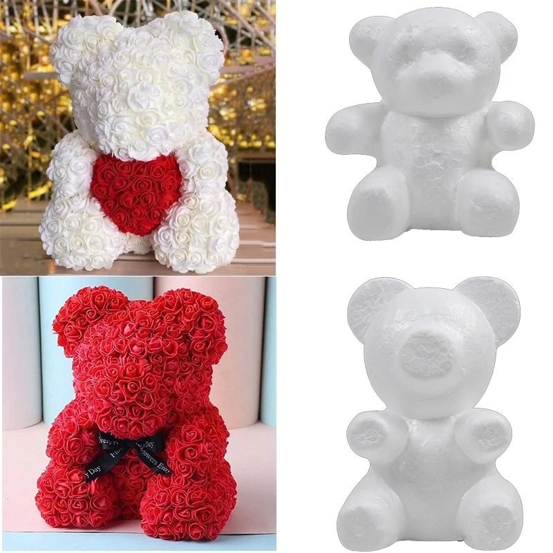 

Romantic Valentines Day Gift Cute Teddy Bear Artificial Rose Flower PE Rose Bear Birthday Party Presents Wedding Decoration