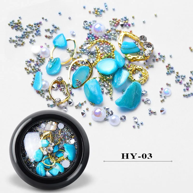 HY-03 YALIAO, 1 коробка, смешанный цвет, декоративный камень для ногтей, украшения для ногтей, цветные, для маникюра, дрель, смешанные, сделай сам, драгоценные камни, стразы, ювелирные изделия для ногтей - Цвет: HY-03