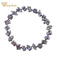 wong rain 100 925 sterling silver pear marquise cut created moissanite gemstone charm women bracelets engagement fine jewelry