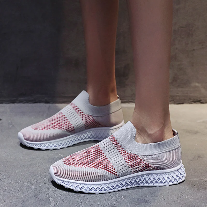 Женские сетчатые лоферы кроссовки носки Вулканизированные женские уличные