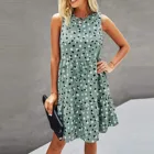 Женское пляжное платье миди, вечерние чное винтажное платье с круглым вырезом, лето 2021, размера плюс