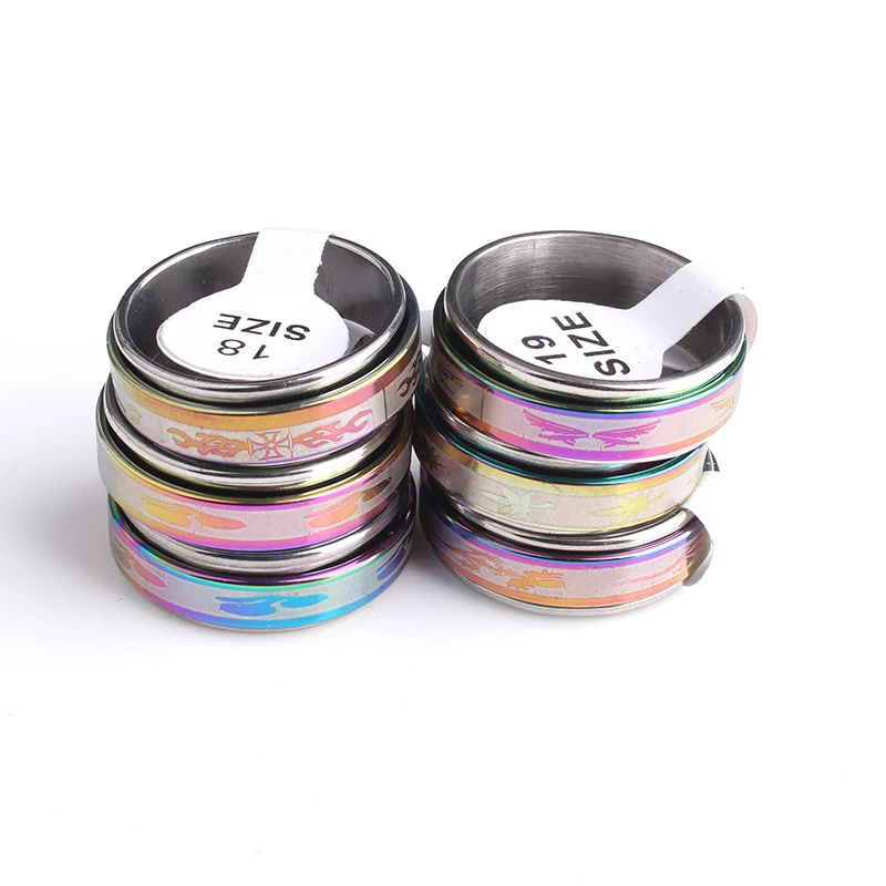 

wedding rings 6mm colorful random temperature change color 316L Stainless Steel wedding rings for men women wholesale