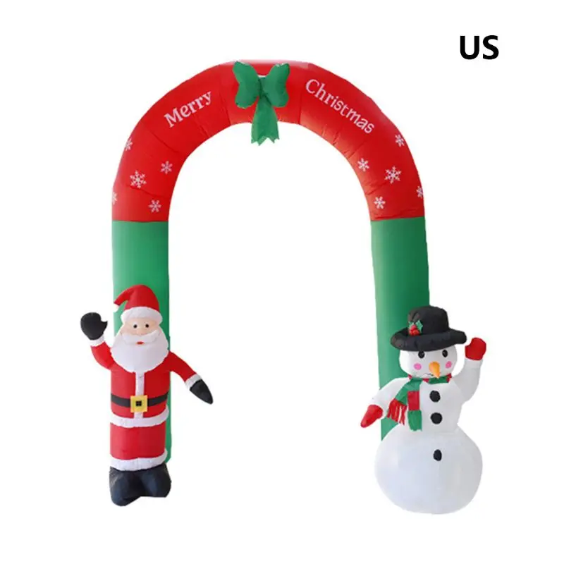 

S19Z 8 Foot Tall Lighted Christmas Inflatable Santa and Snowman Archway with Bow LED Yard Art Decoration