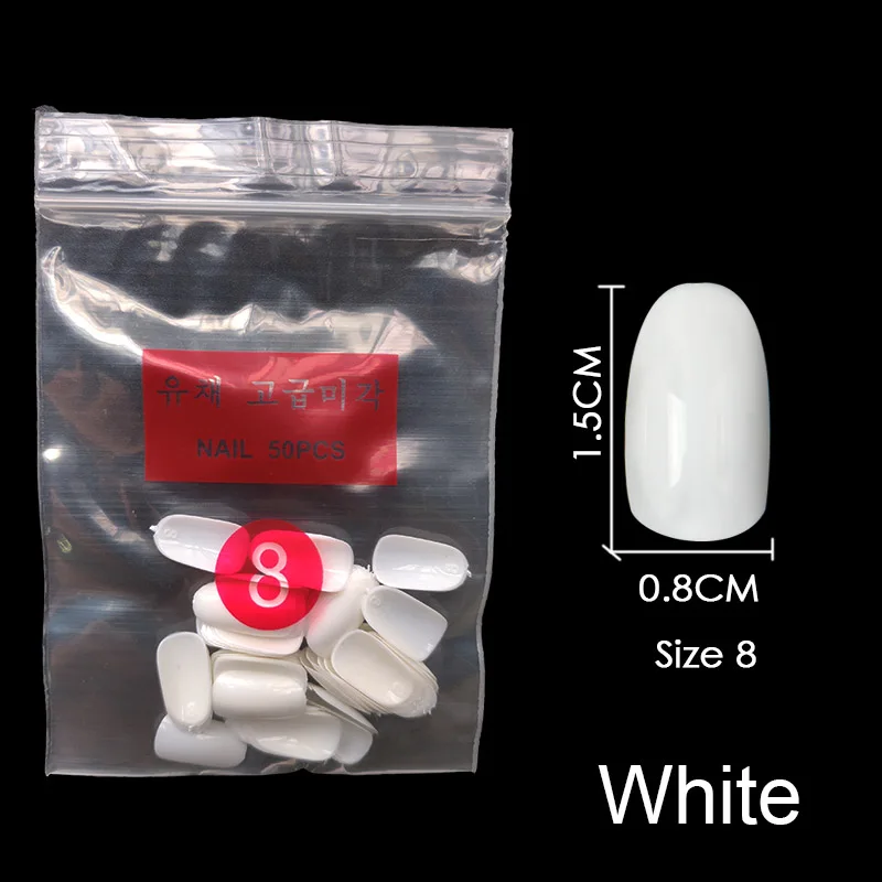 White-Size-8 Купите некоторые размеры s коротких круглых накладных гвоздей полный размер ногтей 0 1 2 3 4 5 6 7 8 доступны 3 цвета накладные ногти для ногтей DIY - Цвет: White-Size-8