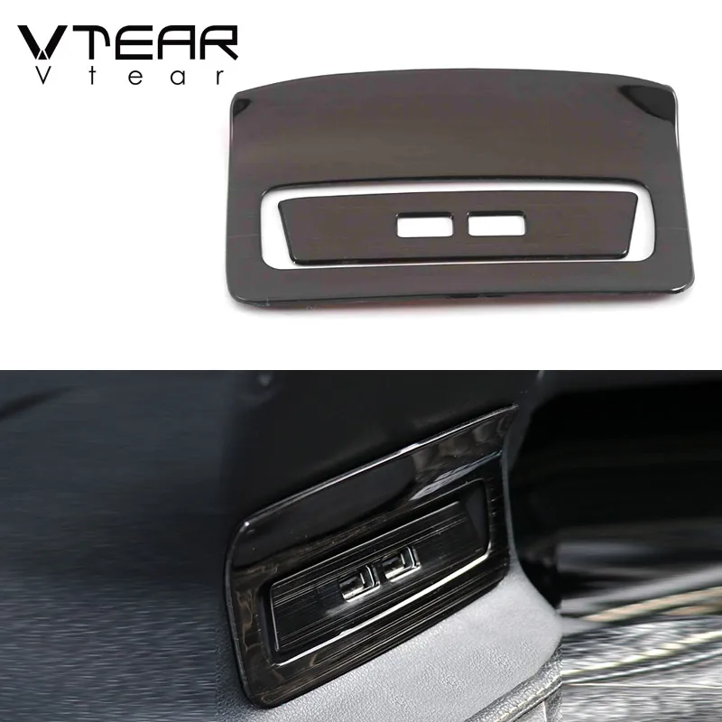 

Vtear для Skoda Karoq, внутренний подлокотник, задняя USB-розетка, рамка, накладка, молдинги, аксессуары для стайлинга автомобилей из нержавеющей стали, 2023,
