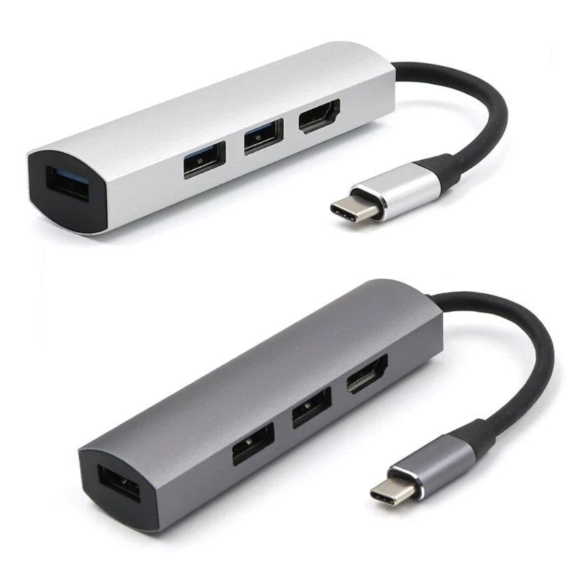 4 в 1 многофункциональная Порты и разъёмы USB3.0 Тип C USB концентратора до 4K видео