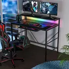Стол компьютерный со светодиодный RGB подсветкой, мебель для ПК, игровой стол, геймерские столы, рабочий стол, стоячий стол для ноутбука с держателями для клавиатуры
