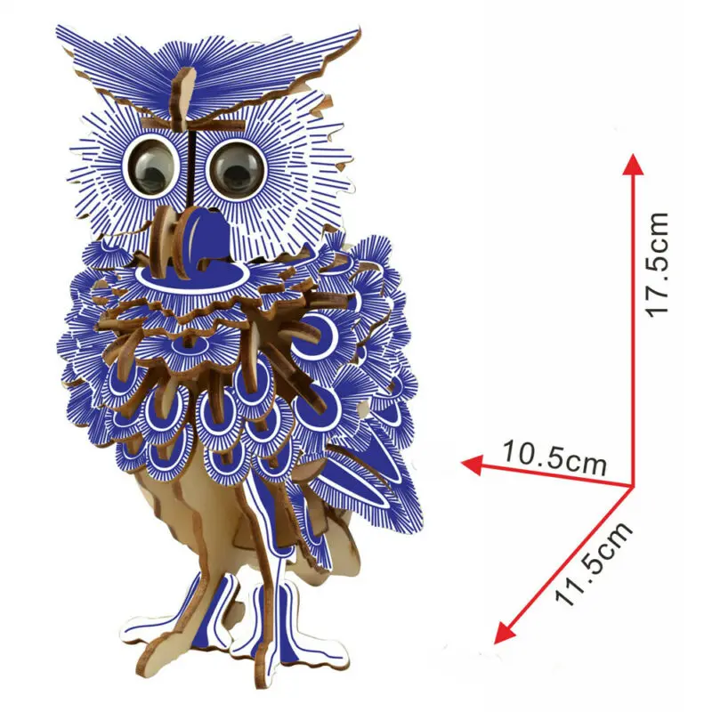 

DIY 3D Assembled Laser Cutting Wooden Owl Puzzle Game Gift for Children Kid Model Building Animal Kit Popular Toy